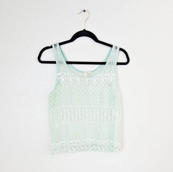 Robin K Tops - Robin K mint boho lace tank top